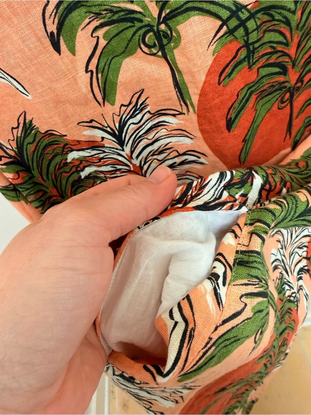 Nicole Miller NY 100% Linen Tropical Palm Tree Sunset Shift Dress - New - Picture 7 of 10
